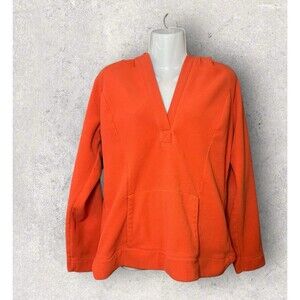Heritage Collection By Bass Women's Size Large V Neck Fleece Hoodie Orange